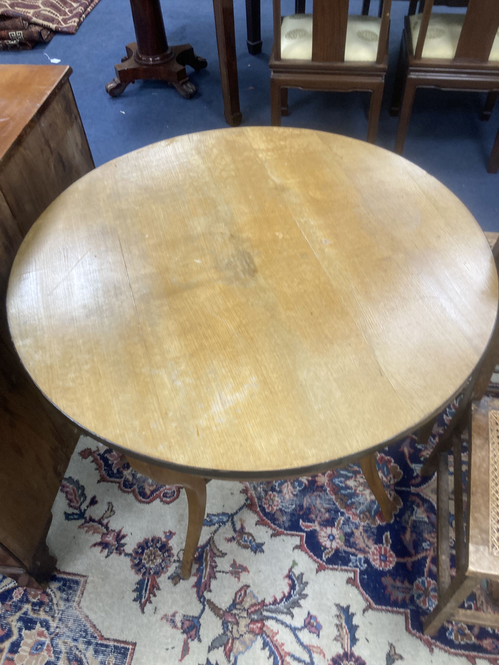 A circular Biedermier style centre table, 80cm diameter, height 71cm